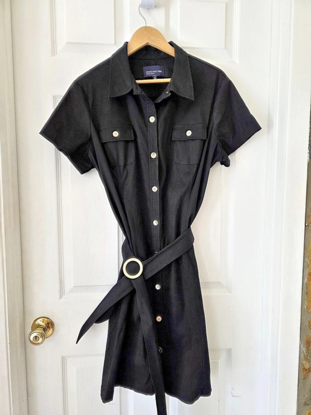 Jones New York Signature
Black Button Front Shirt Dress Size 16
Cotton